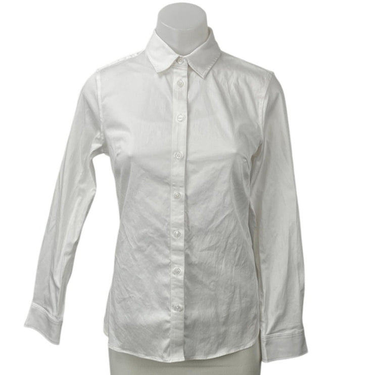 Banana Republic Riley White Collared Long Sleeve Button Up Tailored Shirt Top 0