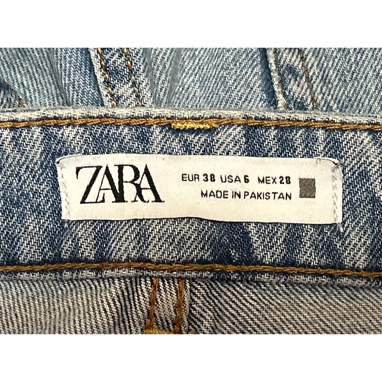 Zara Women's Blue Light Wash High Waisted Straight Leg Denim Jeans Pants Size 6