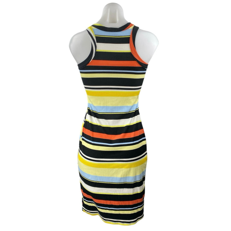 No Boundaries Multicolor Striped Sleeveless Rib Knit Mini Sweater Tank Dress S