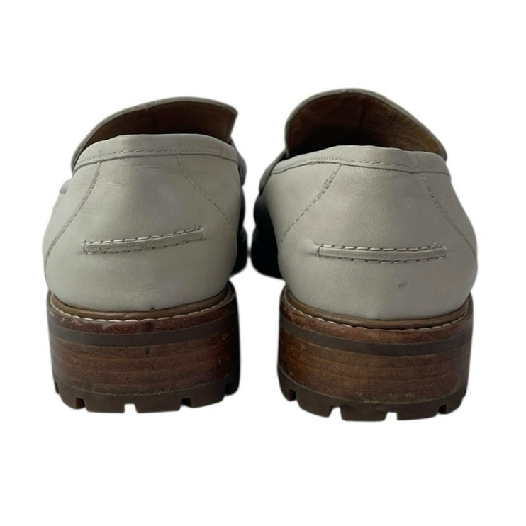 Madewell The Corinne Women's White Leather Round Toe Slip On Loafers Shoes 8.5