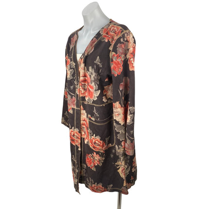 Anthropologie Solitaire Multicolor Floral Faux Suede Long Sleeve Cardigan Top L