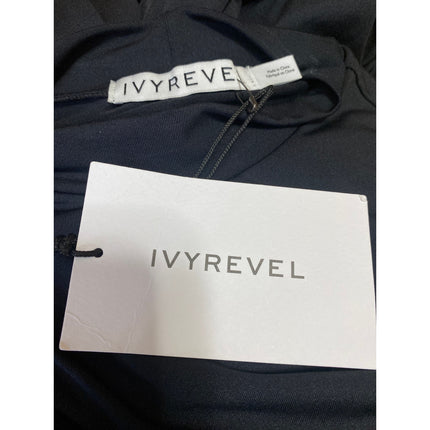 NEW Ivyrevel Black Long Sleeve Mock Neck Ruched Party Mini Bodycon Dress Size XS