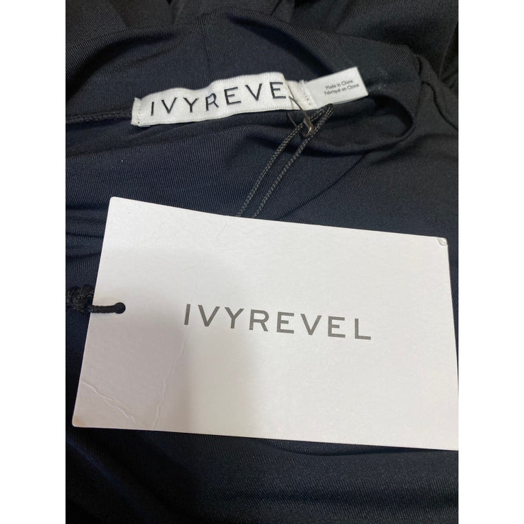 NEW Ivyrevel Black Long Sleeve Mock Neck Ruched Party Mini Bodycon Dress Size XS