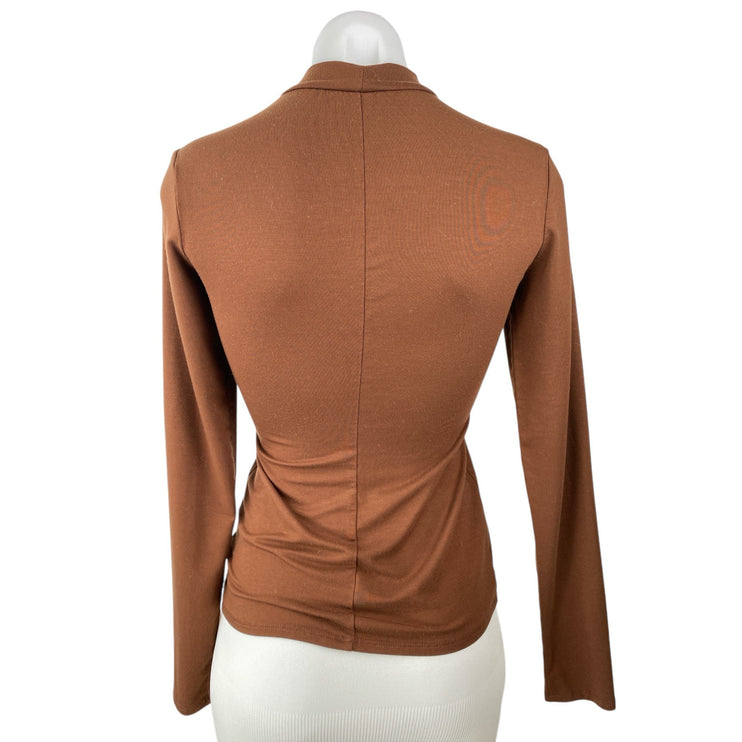 Reformation Bailey Women Brown Long Sleeve Mock Neck Inner Layer Knit Top Size S
