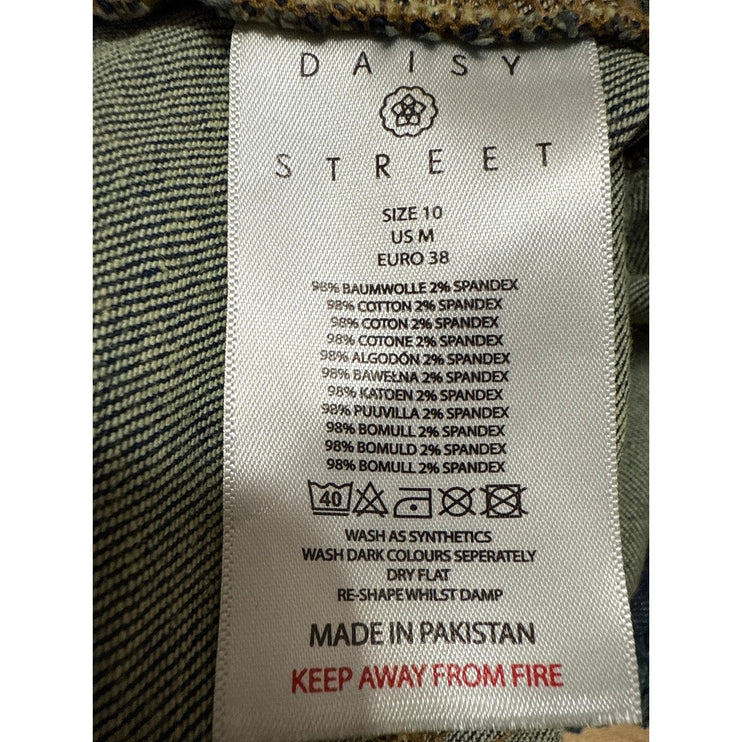 Daisy Street Blue Denim Strapless Sleeveless Ruffle Mini Bodycon Tube Dress Sz M