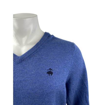 346 Brooks Brothers Men's Blue Wool Knit V Neck Long Sleeve Sweater Top Size M