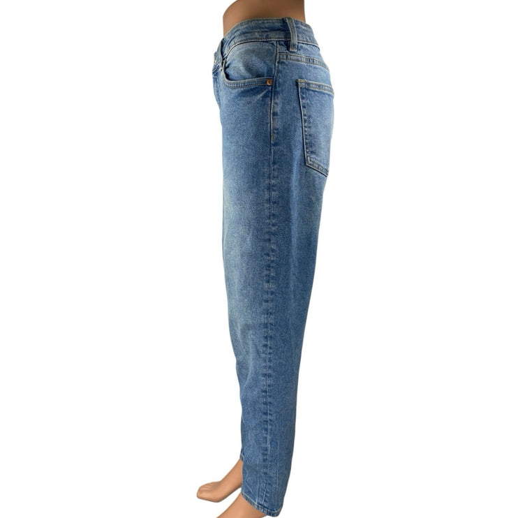 H&M Divided Women's Blue High Waisted Straight Tapered Denim Jeans Pants Size 6