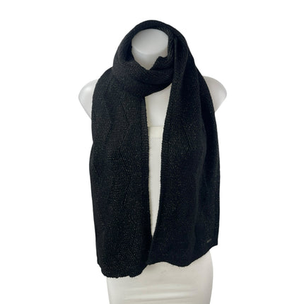 Calvin Klein Black Metallic Knit Winter Snow Shawl Wrap Neck Scarf One Size