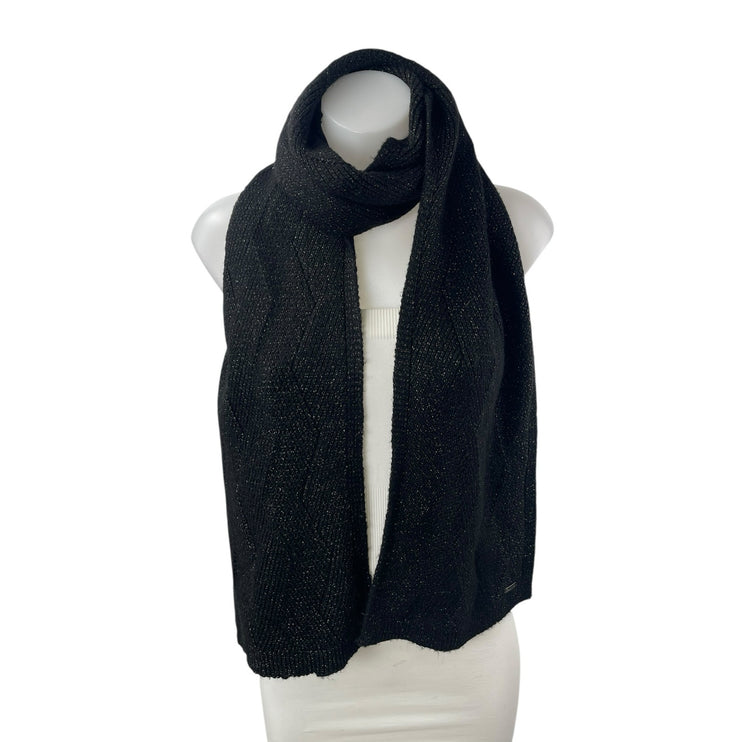 Calvin Klein Black Metallic Knit Winter Snow Shawl Wrap Neck Scarf One Size
