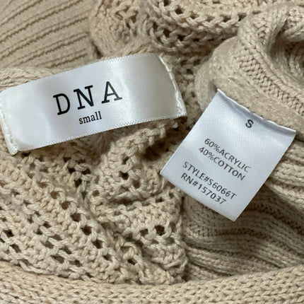DNA Women's Beige Short Cap Sleeves Open Knit Crochet Cardigan Crop Top Size S