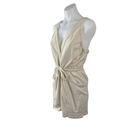 Daily Practice Beige Sleeveless V Neck Tie Waist Cami Tank Romper Shorts Size S