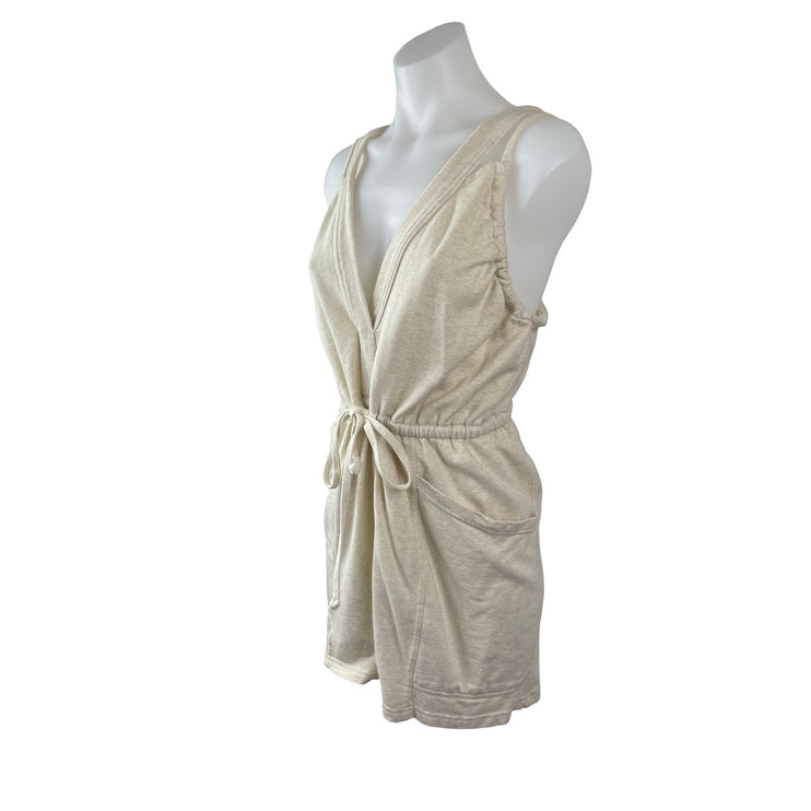 Daily Practice Beige Sleeveless V Neck Tie Waist Cami Tank Romper Shorts Size S