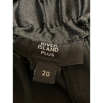 River Island Women's Black Silk Satin High Rise Wide Leg Trousers Pants Size 20