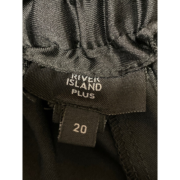 River Island Women's Black Silk Satin High Rise Wide Leg Trousers Pants Size 20