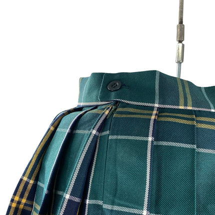 Hug Sunshine Green Plaid Flannel Tartan Pleated High Waist Mini Skirt Size 3XL