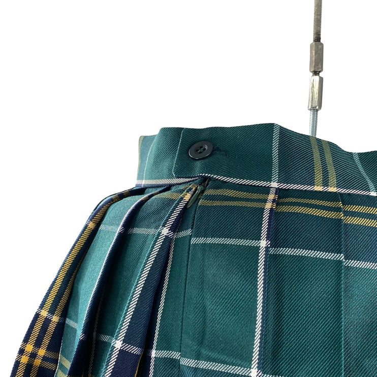 Hug Sunshine Green Plaid Flannel Tartan Pleated High Waist Mini Skirt Size 3XL