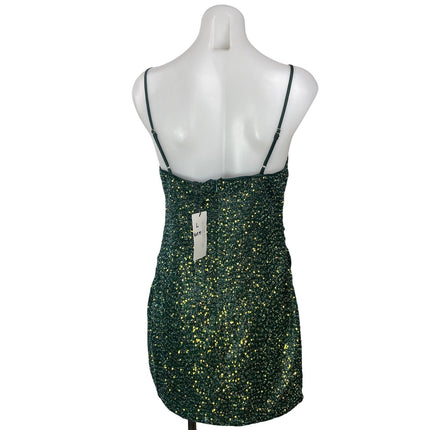 NEW Cotton Candy LA Green Sequin Sleeveless Square Cami Mini Bodycon Dress L