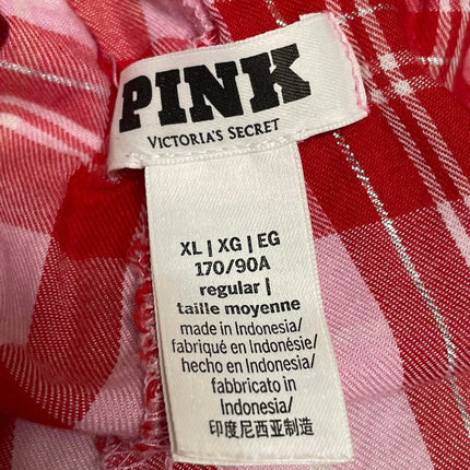 Victoria's Secret PINK Red Plaid Drawstring Wide Leg Sleepwear Pajamas Pants XL