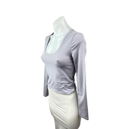 Princess Polly Purple Lilac Scoop Neck Long Sleeve T Shirt Tee Crop Top Size 4