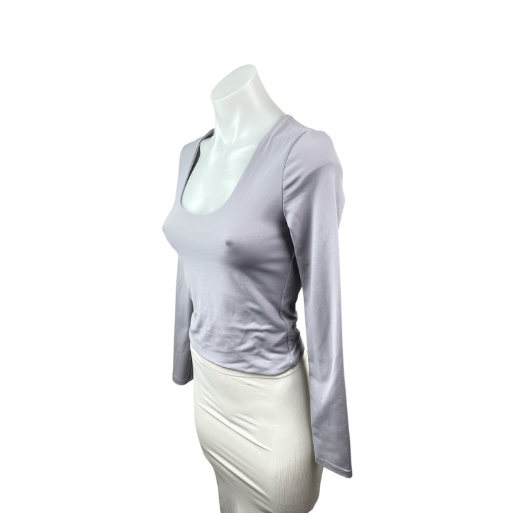 Princess Polly Purple Lilac Scoop Neck Long Sleeve T Shirt Tee Crop Top Size 4