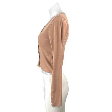 Abercrombie & Fitch Womens Brown Ribbed Knit Long Sleeve Button Up Blouse Top XS