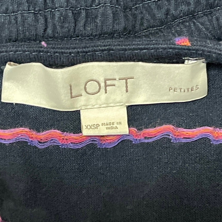 Ann Taylor LOFT Navy Blue Stitch Sleeveless Smocked Waist A Line Mini Dress XXSP