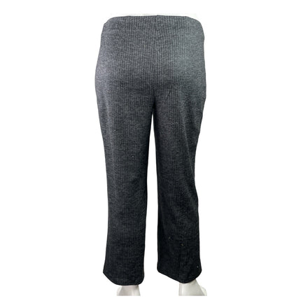 New York Clothing Black Striped Pleated Belted Straight Leg Trousers Pants Sz 1X