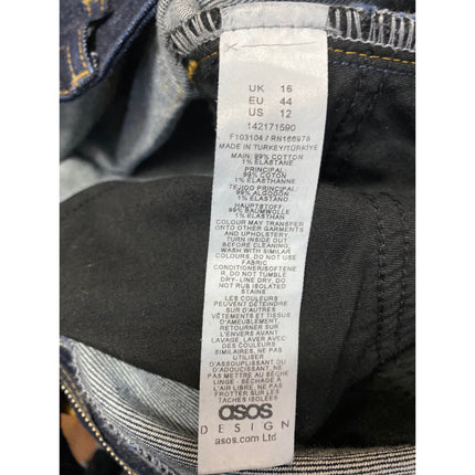 ASOS Women's Blue Dark Wash High Waisted Straight Leg Denim Jeans Size 12