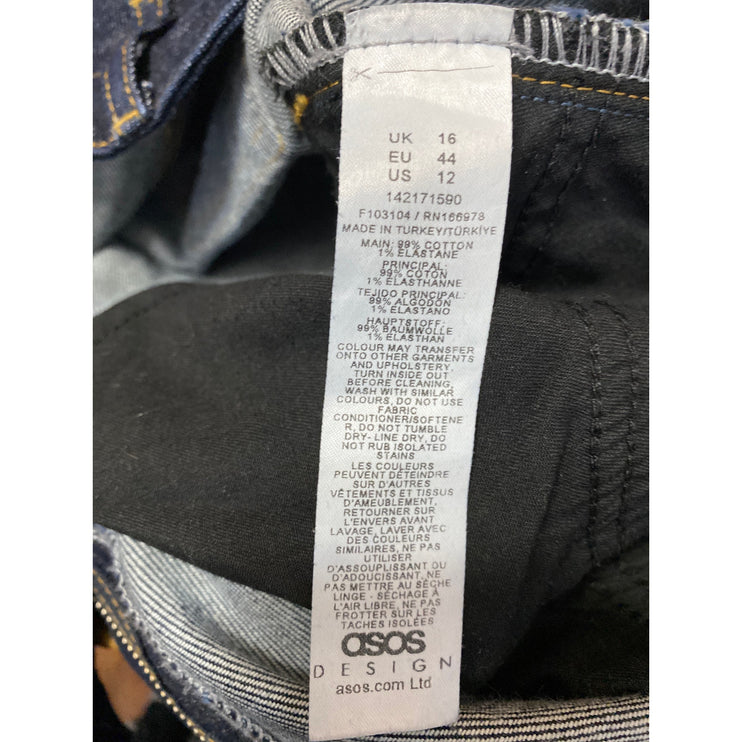 ASOS Women's Blue Dark Wash High Waisted Straight Leg Denim Jeans Size 12