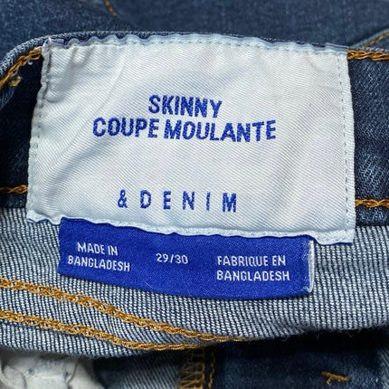 &Denim Women's Blue High Waisted Medium Wash Skinny Denim Jeans Size 29/30