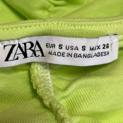 Zara Women's Green Sleeveless Ruched Square Neck Cami Camisole Crop Tank Top S