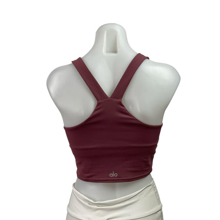 Alo Yoga Womens Red Sleeveless Racerback Workout Yoga Sports Bra Crop Tank Top S