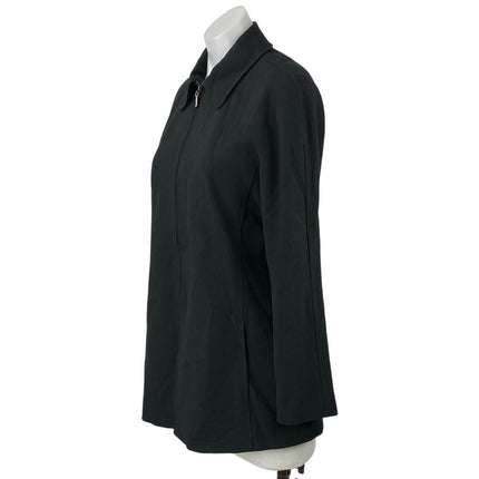 Anne Klein A Line Women's Black Full Zip Collar Long Sleeve Coat Jacket Size 4
