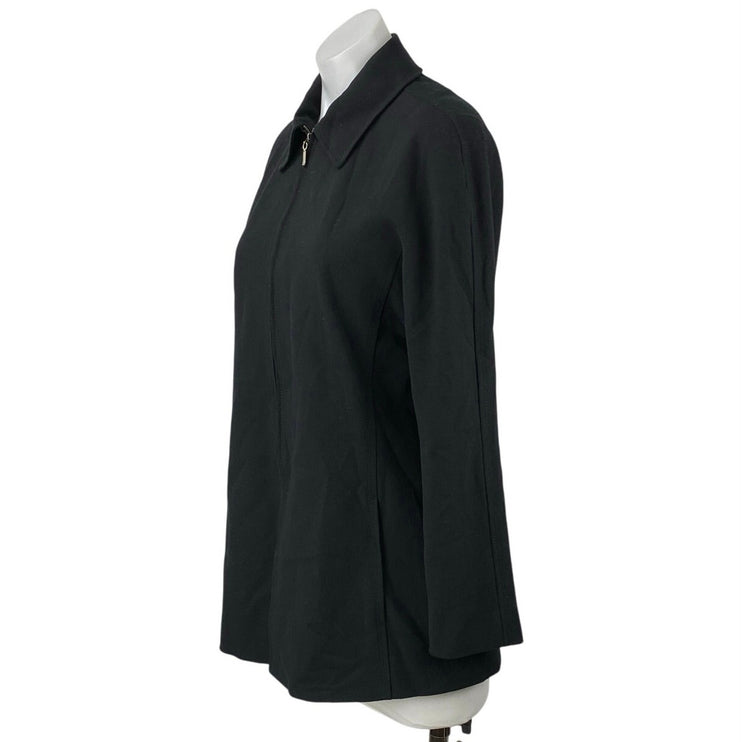 Anne Klein A Line Women's Black Full Zip Collar Long Sleeve Coat Jacket Size 4