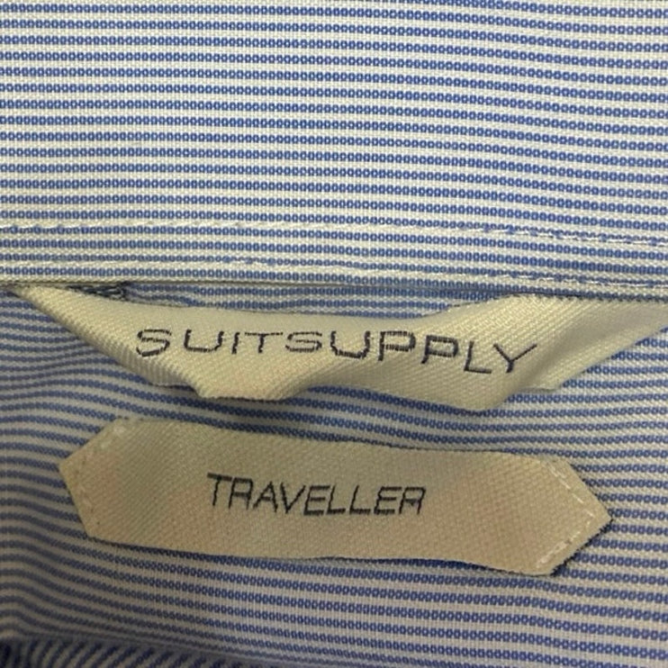 Suitsupply Traveler Men's Blue Long Sleeve Collar Button Down Shirt Top Sz 41/16