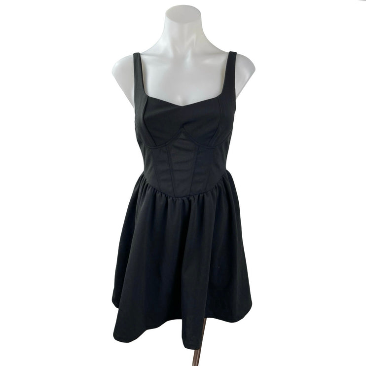 NEW Verdusa Black Corset Bustier Sleeveless Cami Fit & Flare Mini Dress Size S