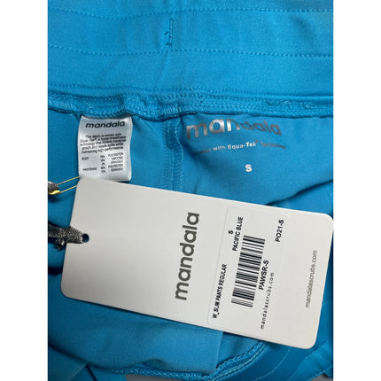 NEW Mandala Women's Pacific Blue Slim Straight Nurse Medical Scrub Pants Size S