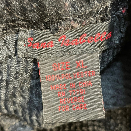 Sara Teabella Women's Black Velvet Velour Long Sleeve Button Down Shirt Top XL