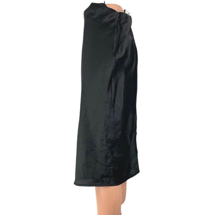 Hollister Women's Black Satin High Rise Midi Flare Straight Pencil Slip Skirt XS