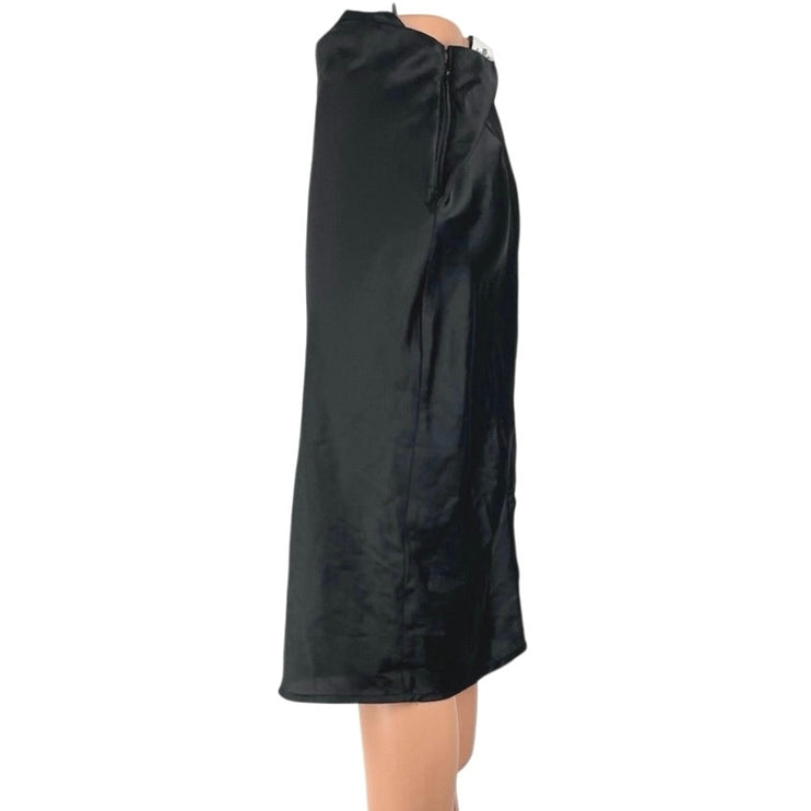 Hollister Women's Black Satin High Rise Midi Flare Straight Pencil Slip Skirt XS