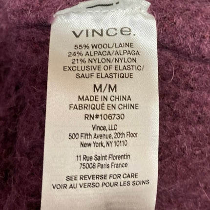 Vince Women's Purple Wool Alpaca Knit Long Sleeve High Neck Sweater Top Size M