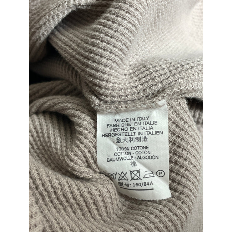Brandy Melville Beige Taupe Waffle Knit Long Sleeve Henley Thermal Crop Top S/M