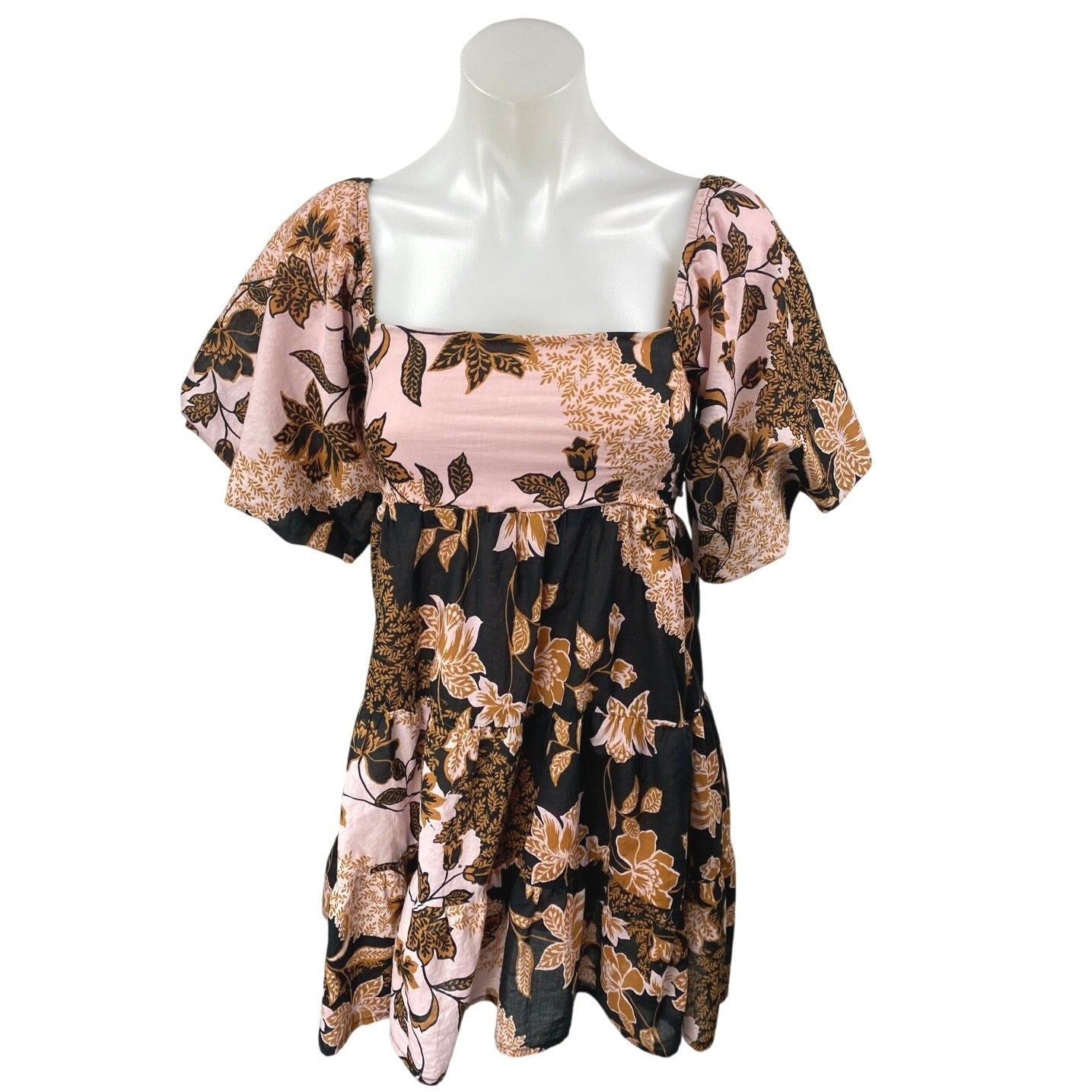 Vici Multicolor Floral Short Puff Sleeve Smocked Tiered A Line Mini Dr –  Brie