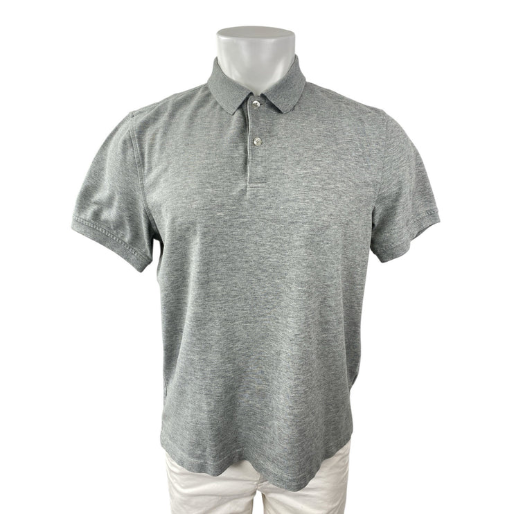 Club Room Mens Gray Collared Short Sleeve Slim Office Casual Polo Shirt Top Sz M