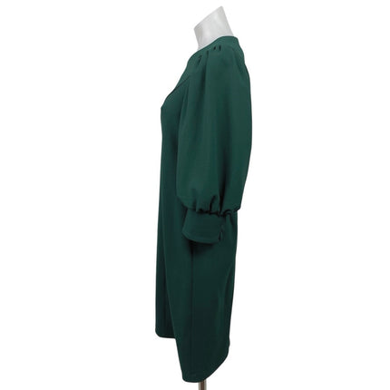 Calvin Klein Women's Green Puff Sleeve Crew Neck Zip Mini Sheath Dress Size 6