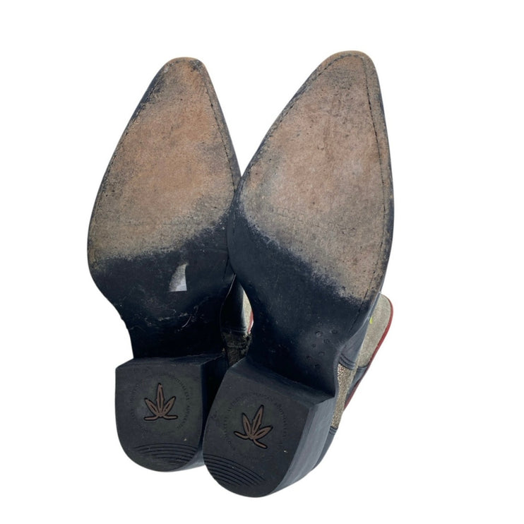 Mezcalero $450 Let's Go Dance Western Cowboy Graphic Glitter Metallic Boots Sz 8