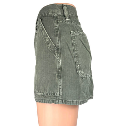 Zara Women's Green Gray High Waist Wide Leg Casual Denim Jeans Shorts Size 6