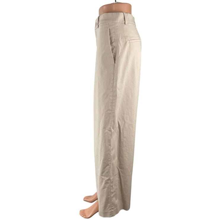 Uniqlo Women's Beige High Rise Baggy Palazzo Wide Leg Trousers Dress Pants Sz M
