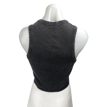 Garage Womens Black Tour NYC 77 Graphic Print Crew Neck Tank Crop Top Size M