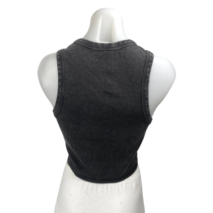 Garage Womens Black Tour NYC 77 Graphic Print Crew Neck Tank Crop Top Size M